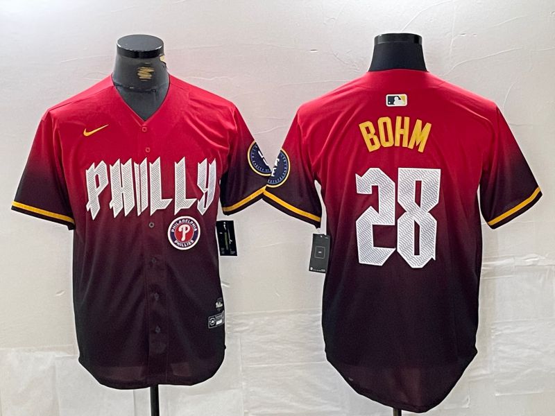 Men Philadelphia Phillies #28 Bohm Red City Edition Nike 2024 MLB Jersey style 2->->